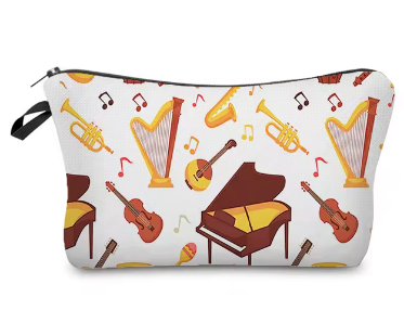 Pencil Case or Toiletry Bag White with Various Instruments