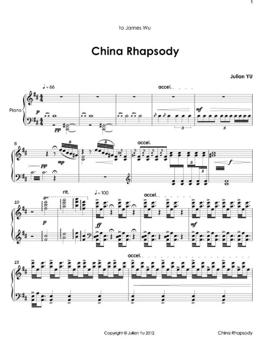 Yu - China Rhapsody - Piano Solo Mondschein MSP528493