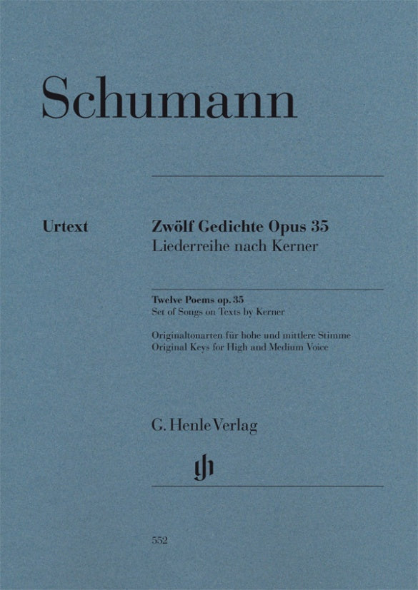 Schumann - 12 Poems Op35 - Classical Vocal High Voice Henle HN552