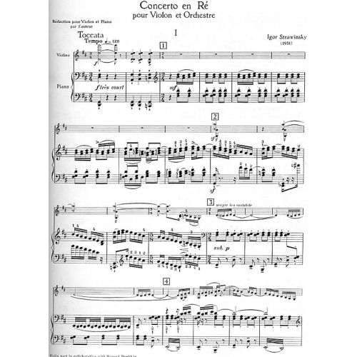 Stravinsky - Concerto in DMaj - Violin/Piano Accompaniment Schott ED2190