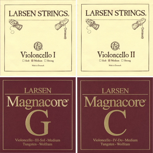 Larsen Cello Set, Medium A&D with Magnacore G&C